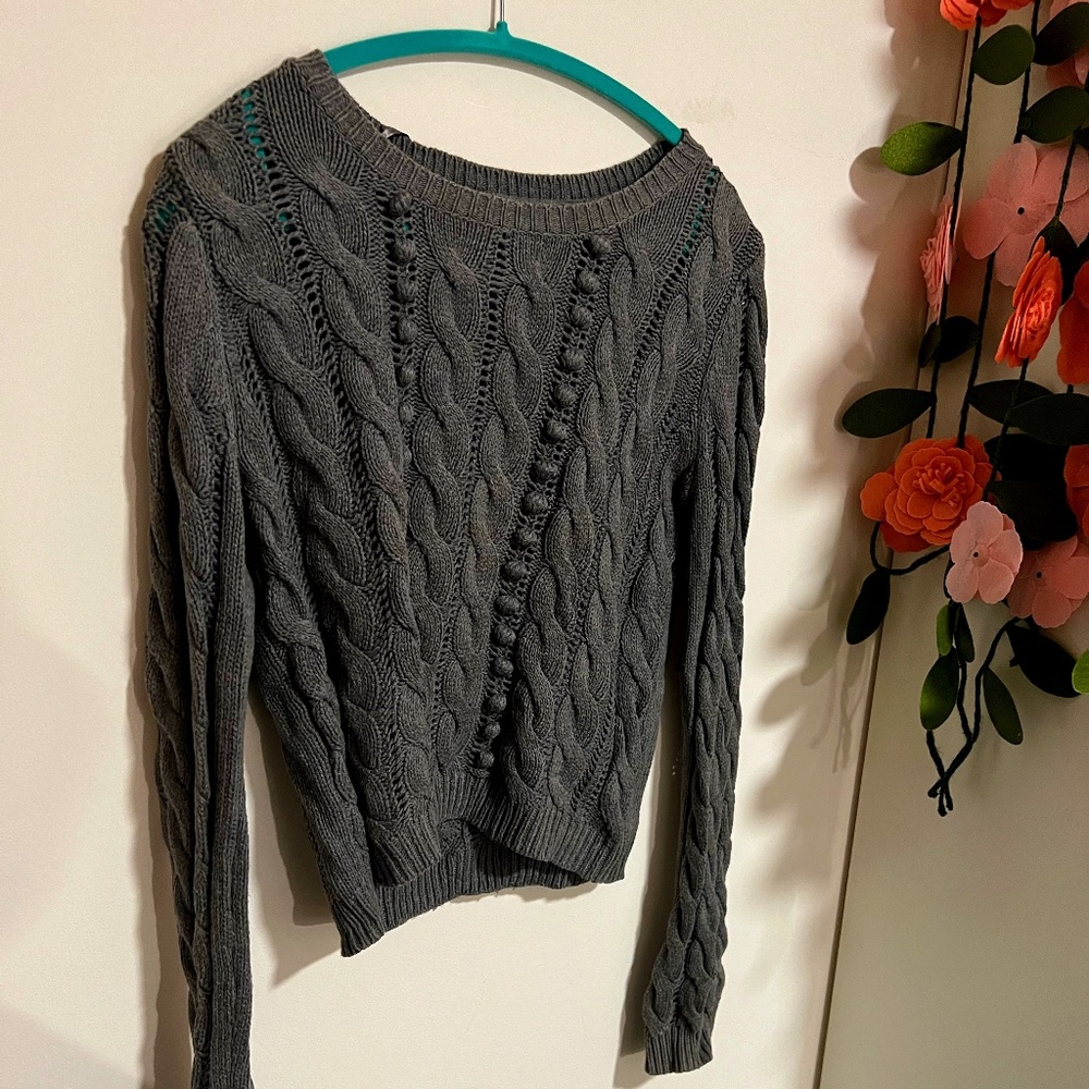 Grey Cable Knit Sweater